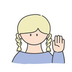 挙手_女の子1(カラーバージョン)