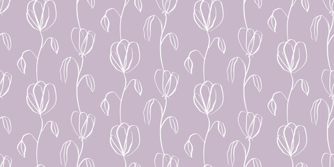 Floral seamless pattern with blossom flowers, endless texture