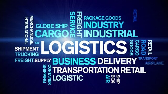 Logistics Animated tag word cloud;text design animation kinetic typography seamless loop.