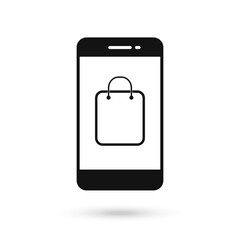 Mobile phone flat design with shopping bag sign.