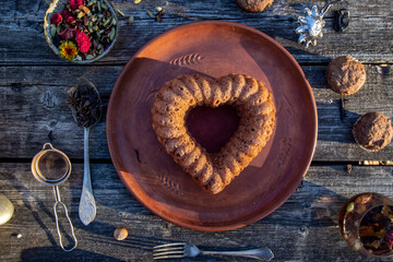 delicious homemade heart-shaped spice cupcake 