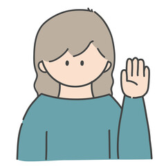挙手_女の子1(カラーバージョン)