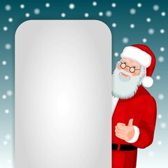 Santa Claus character with white copy space.  Vector
