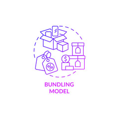 Bundling model purple gradient concept icon. Pricing strategy to promote products and services. Business model abstract idea thin line illustration. Vector isolated outline color drawing