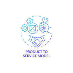 Product to service model blue gradient concept icon. Aproach to company structure. Production strategy. Business model abstract idea thin line illustration. Vector isolated outline color drawing