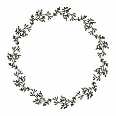 Obraz na płótnie Canvas Round frame with positive cute green branches on white background. Vector image.