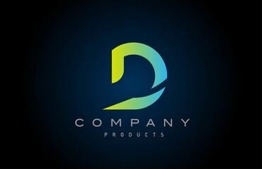 green gradient D alphabet letter logo icon. Creative design for business and company