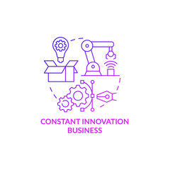 Constant innovation business purple gradient concept icon. Technological development of startup. Improving company abstract idea thin line illustration. Vector isolated outline color drawing