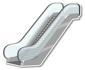 Escalator cartoon on white background