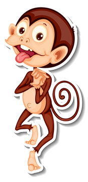 Funny monkey cartoon character sticker