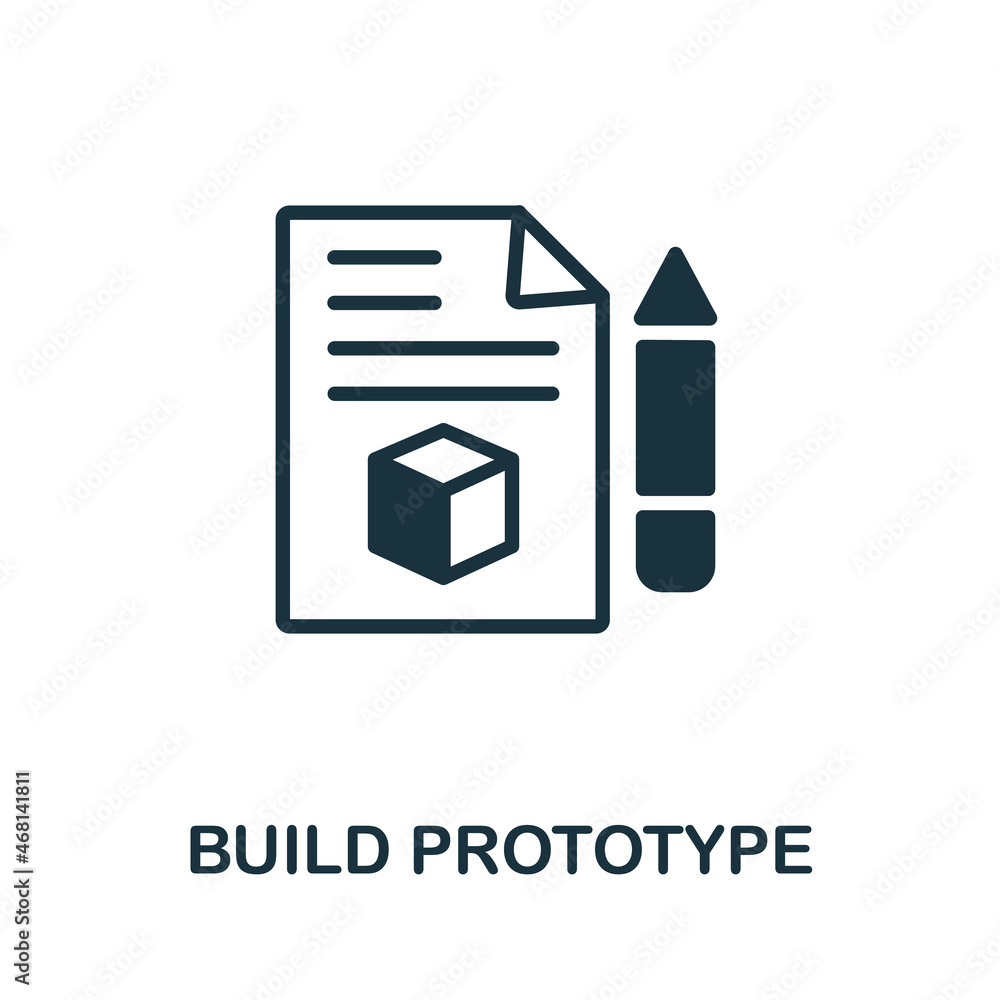 Poster build prototype icon. monochrome sign from digital transformation collection. creative build prototy