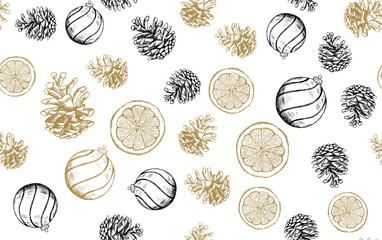 Christmas and New Year set. Hand drawn illustration.	
