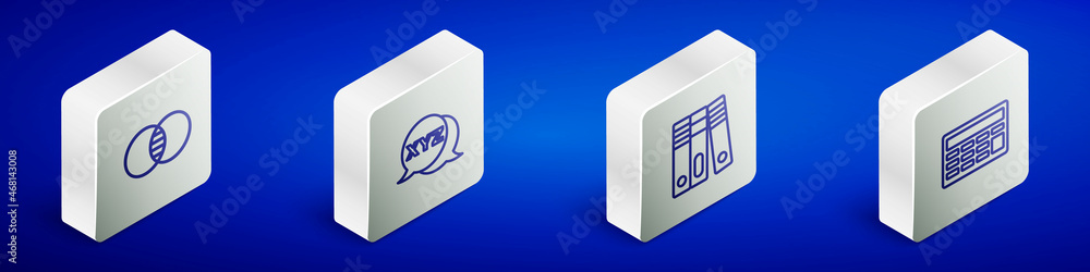 Aufkleber set isometric line mathematics sets a and b, xyz coordinate system, office folders and calculator ic