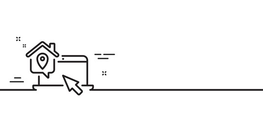 Work at home line icon. Freelance job sign. Remote office employee symbol. Minimal line illustration background. Work home line icon pattern banner. White web template concept. Vector