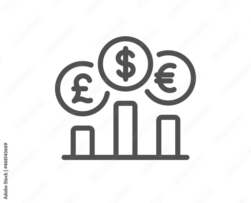 Poster currency rates line icon. money exchange sign. stock trade symbol. quality design element. linear st