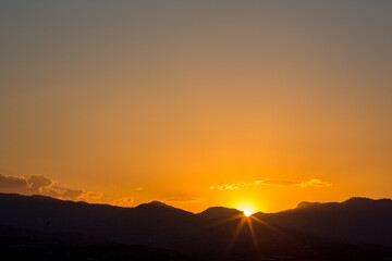 Sunset over mountain range, Andalusia, Spain