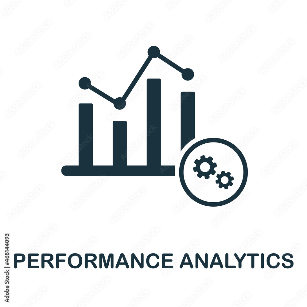 Poster performance analytics icon. monochrome sign from digital transformation collection. creative perform