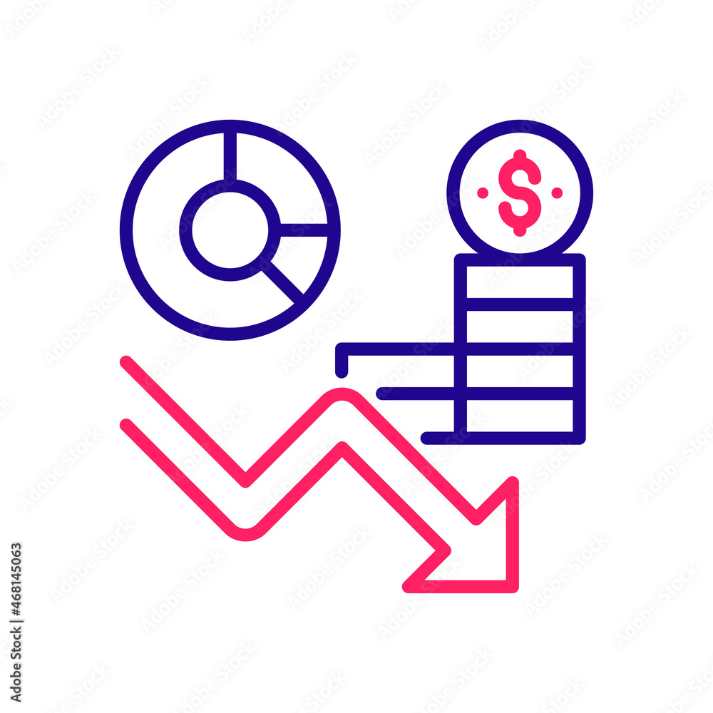 Poster recession vector 2 colours icon design illustration. web analytics symbol on white background eps 10