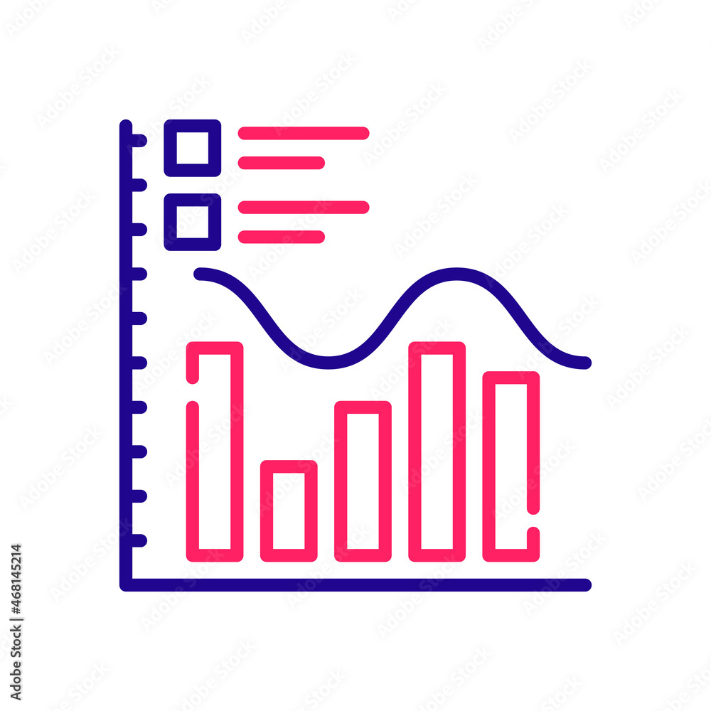 Poster histogram vector 2 colours icon design illustration. web analytics symbol on white background eps 10