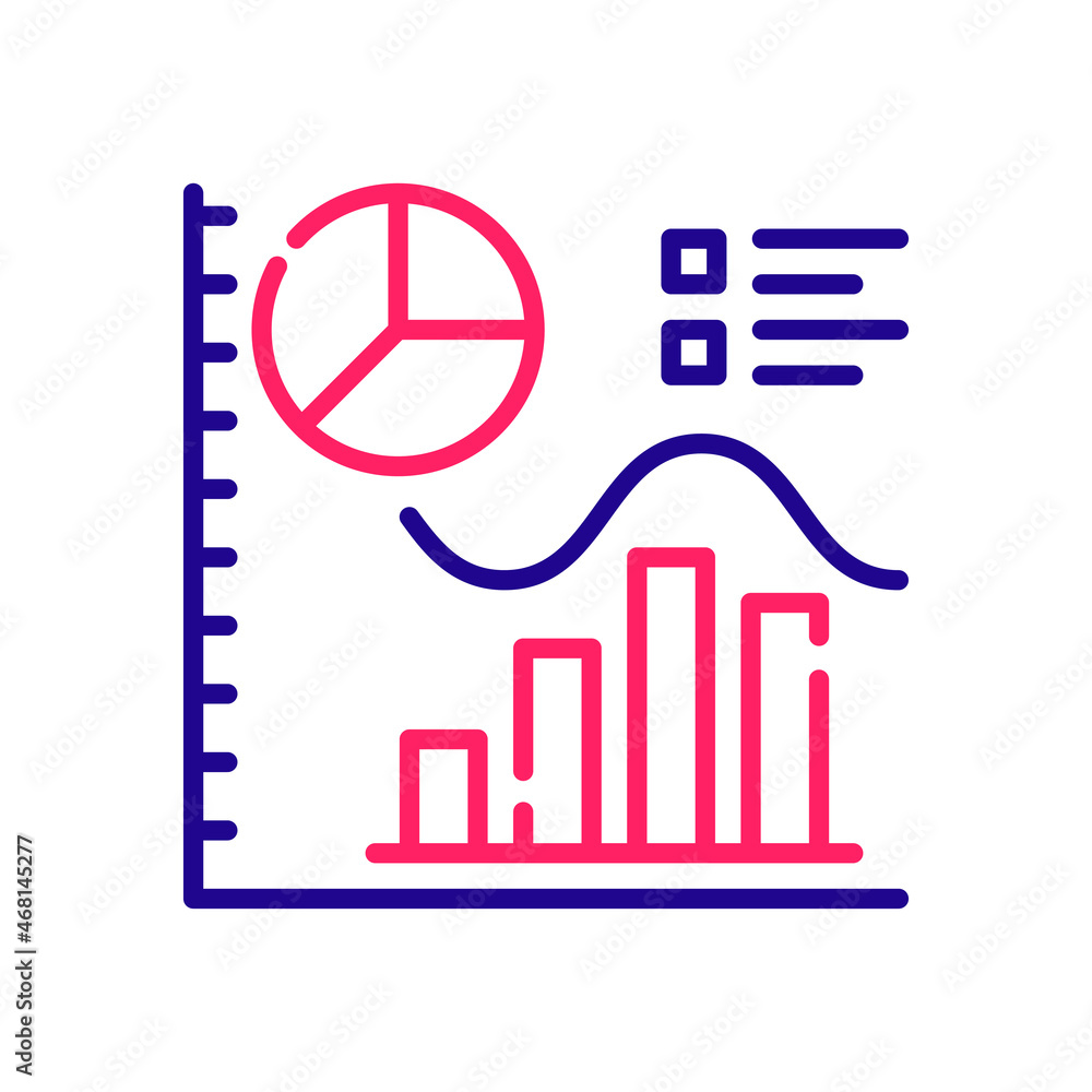 Poster web statistics vector 2 colours icon design illustration. web analytics symbol on white background e