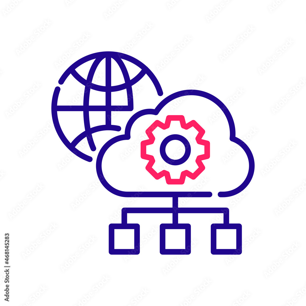 Poster cloud computing vector 2 colours icon design illustration. web analytics symbol on white background 