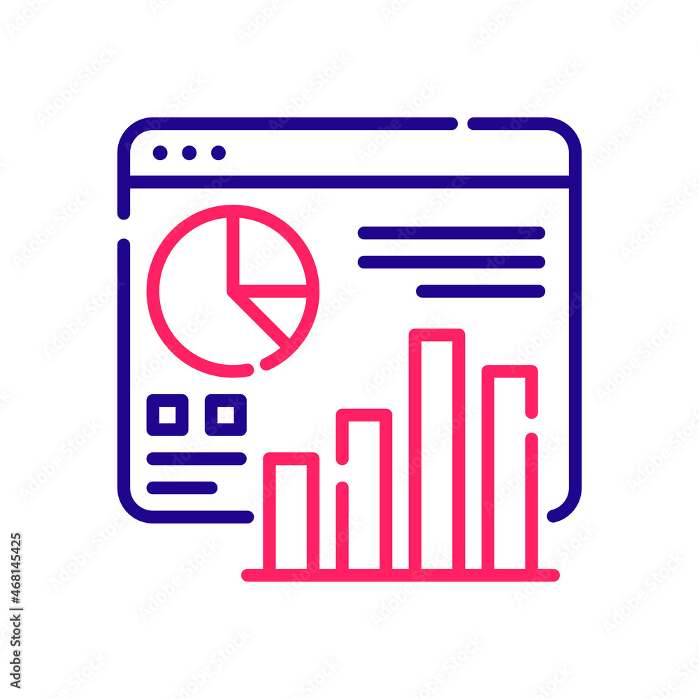 Poster pie chart vector 2 colours icon design illustration. web analytics symbol on white background eps 10