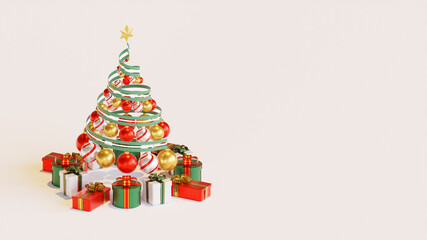 Christmas Web Page Template With Tree 3D Rendering Illustration