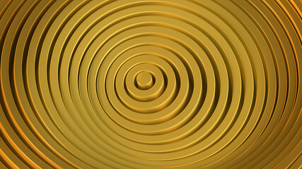 Gold circles with ripple effect 3D render