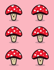 cute mushroom cartoon set