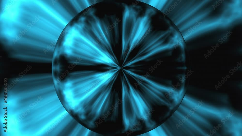 Poster geometric explosion in 3d render of an energy ball. digital ornament with waves of directional smoke