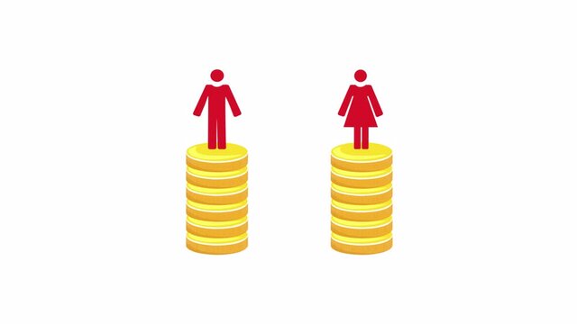 Animated video of gender pay equality (on transparent background - alpha channel)
