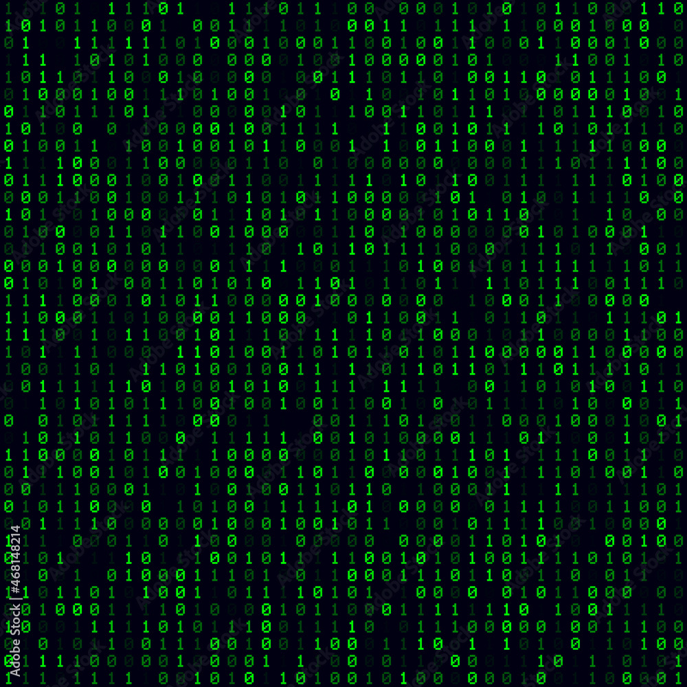 Poster digital cover with a green filled binary background. medium-sized seamless pattern. charming vector 