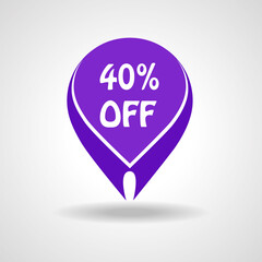 Discount sticker isolated on gray background. Promo sale tag, vector illustration. Modern design concept for marketing, ads, social network advert and websites