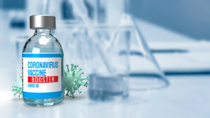 The vaccine booster and virus  in lab  for medical  or sci concept 3d rendering.