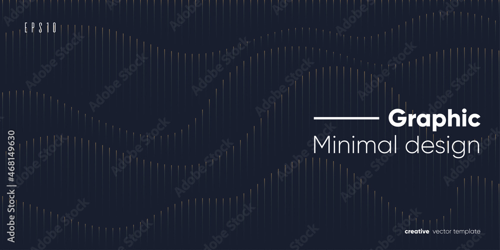 Poster abstract banner with wavy linear pattern. vector template.
