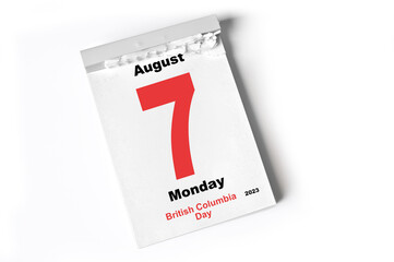 7  August 2023 British Columbia Day