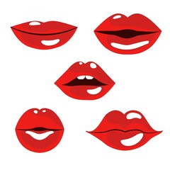 Fototapeta na wymiar Vector red sexy women lips collection