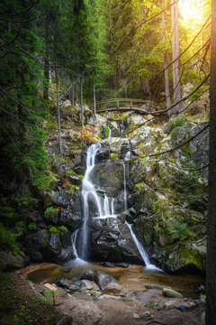 Kasak waterfall in Rhodopes Mountain near village of Kasak, Bulgaria. Amazing autumn landscape