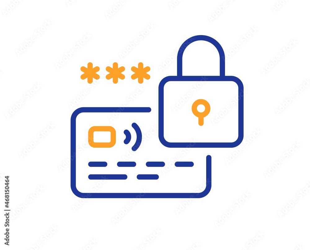 Poster lock line icon. protected credit card sign. password security symbol. colorful thin line outline con