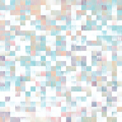 Optical low poly pixel grid dye blur texture background. Seamless washed out geometric ombre effect. 80s style retro square shape pattern. High resolution funky beach wear fashion textile tile.