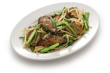 pork liver, chinese chive and bean sprouts stir fry