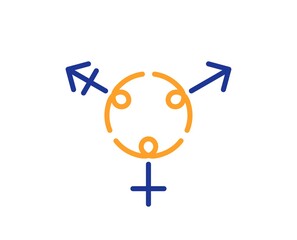 Genders line icon. Inclusion sign. Gender diversity symbol. Colorful thin line outline concept. Linear style genders icon. Editable stroke. Vector