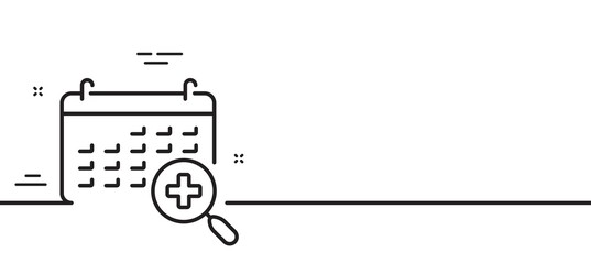Medical calendar line icon. Doctor appointment sign. Minimal line illustration background. Medical calendar line icon pattern banner. White web template concept. Vector