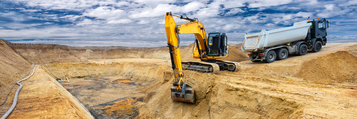 excavator at work on construction site