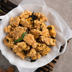 Delicious fried popcorn chicken in Taiwan.