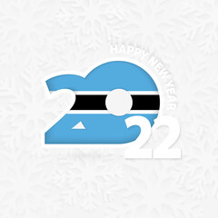 Happy New Year 2022 for Botswana on snowflake background.