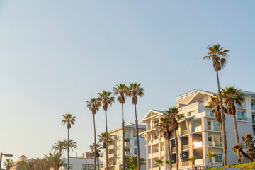 Modern traditional low rise white apartment buildings at Oceanside, California