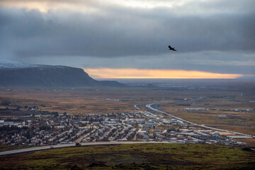 City view in Iceland during autumn time.