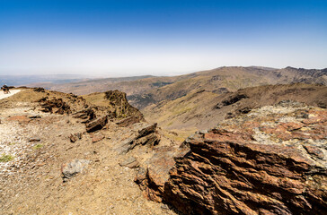 Beautiful landscape of mountains in Sierra Nevada Natural Park, Andalusia, Spain