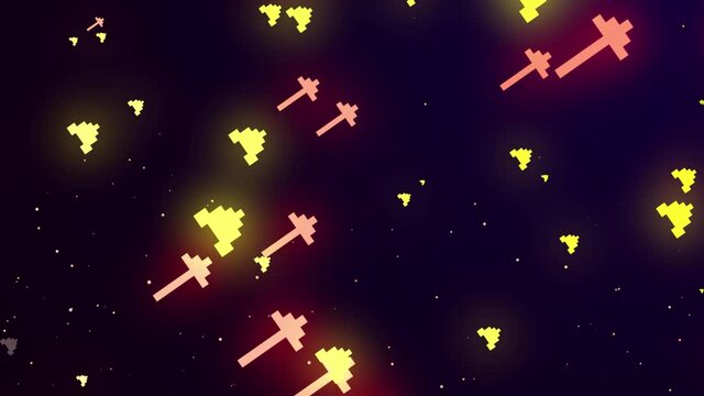 Pixel art computer arrow objects.Arrows Technology Background 4k animation of an abstract business and technology background with digital arrows fading and rising